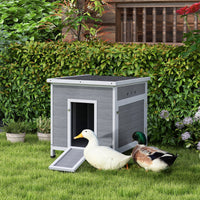 HKM-1271101 Wooden Duck Coop with Openable Roof and Double Doors for 2-4 Ducks and Chickens, 25" x 32" x 30"