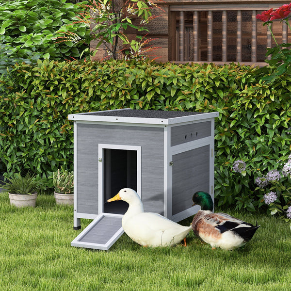 HKM-1271101 Wooden Duck Coop with Openable Roof and Double Doors for 2-4 Ducks and Chickens, 25" x 32" x 30"