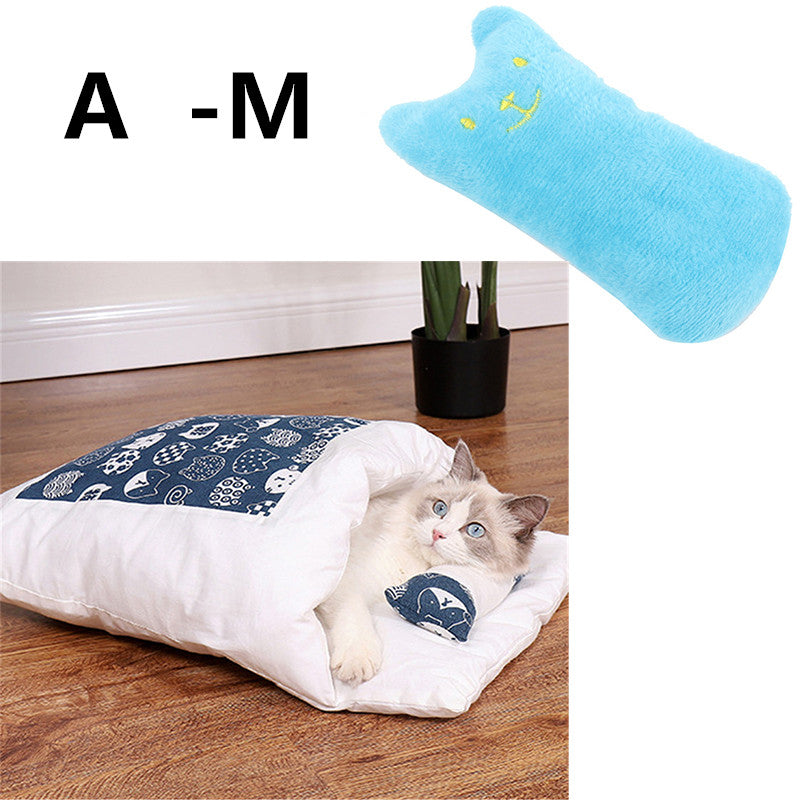 HKM-1271485 Cozy Winter Cat Bed with Removable Washable Quilt for All Seasons