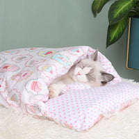 HKM-1271485 Cozy Winter Cat Bed with Removable Washable Quilt for All Seasons