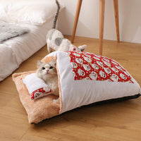 HKM-1271485 Cozy Winter Cat Bed with Removable Washable Quilt for All Seasons