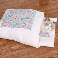 HKM-1271485 Cozy Winter Cat Bed with Removable Washable Quilt for All Seasons