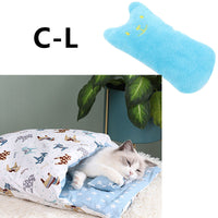 HKM-1271485 Cozy Winter Cat Bed with Removable Washable Quilt for All Seasons