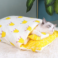 HKM-1271485 Cozy Winter Cat Bed with Removable Washable Quilt for All Seasons