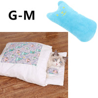 HKM-1271485 Cozy Winter Cat Bed with Removable Washable Quilt for All Seasons