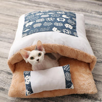 HKM-1271485 Cozy Winter Cat Bed with Removable Washable Quilt for All Seasons