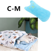 HKM-1271485 Cozy Winter Cat Bed with Removable Washable Quilt for All Seasons