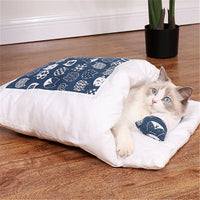 HKM-1271485 Cozy Winter Cat Bed with Removable Washable Quilt for All Seasons