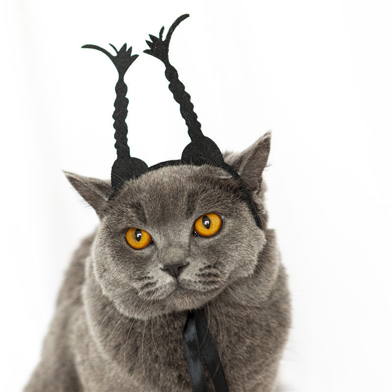 HKM-1272253 Cat Braids Headgear - Funny Village Girl Question Mark Design, Casual Acrylic Accessory