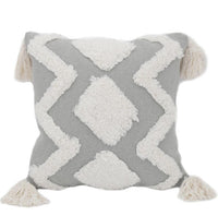 HKM-127251 Tufted Geometric Abstraction Cotton Throw Pillow in Mediterranean Style