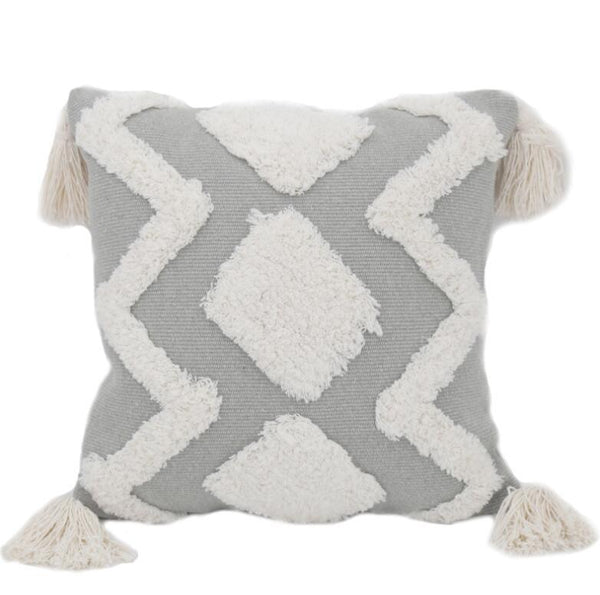 HKM-127251 Tufted Geometric Abstraction Cotton Throw Pillow in Mediterranean Style