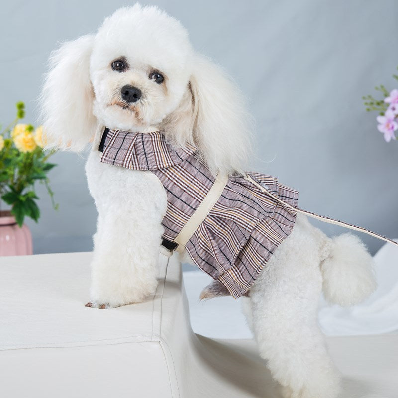 HKM-1273021 Chest Strap Vest with Hand-Holding Rope for Pets in Milky White and Purple