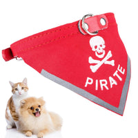 HKM-127315 Skull Print Triangle Scarf for Pets in Black and Red PU Material - Multiple Sizes Available