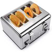 HKM-127315 Stainless Steel 4-Slice Electric Toaster with Digital Control for Versatile Breakfast Preparation