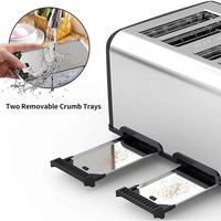 HKM-127315 Stainless Steel 4-Slice Electric Toaster with Digital Control for Versatile Breakfast Preparation
