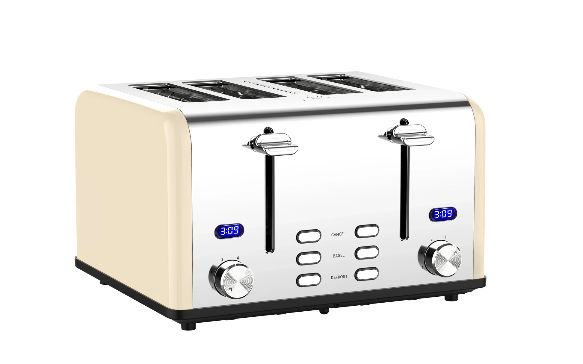 HKM-127315 Stainless Steel 4-Slice Electric Toaster with Digital Control for Versatile Breakfast Preparation