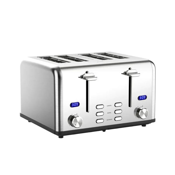 HKM-127315 Stainless Steel 4-Slice Electric Toaster with Digital Control for Versatile Breakfast Preparation