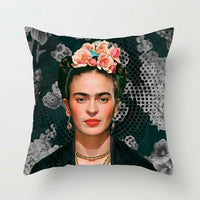 HKM-127379 Frida Kahlo Inspired Digital Print Linen Pillow Cover - 45x45cm