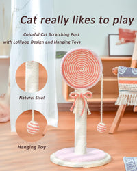 HKM-1274685 Cat Scratching Post with Sturdy Base and Hanging Ball for Indoor Cats - Durable Sisal Rope Design