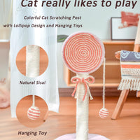 HKM-1274685 Cat Scratching Post with Sturdy Base and Hanging Ball for Indoor Cats - Durable Sisal Rope Design