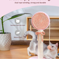 HKM-1274685 Cat Scratching Post with Sturdy Base and Hanging Ball for Indoor Cats - Durable Sisal Rope Design