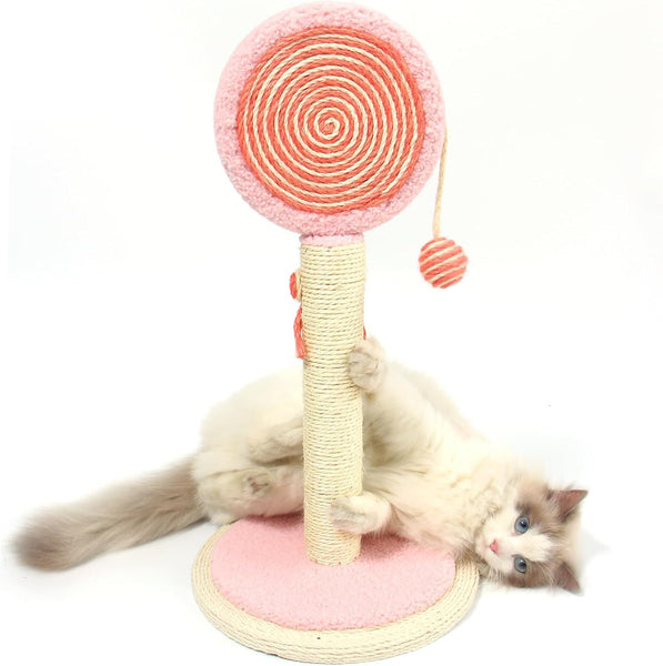 HKM-1274685 Cat Scratching Post with Sturdy Base and Hanging Ball for Indoor Cats - Durable Sisal Rope Design