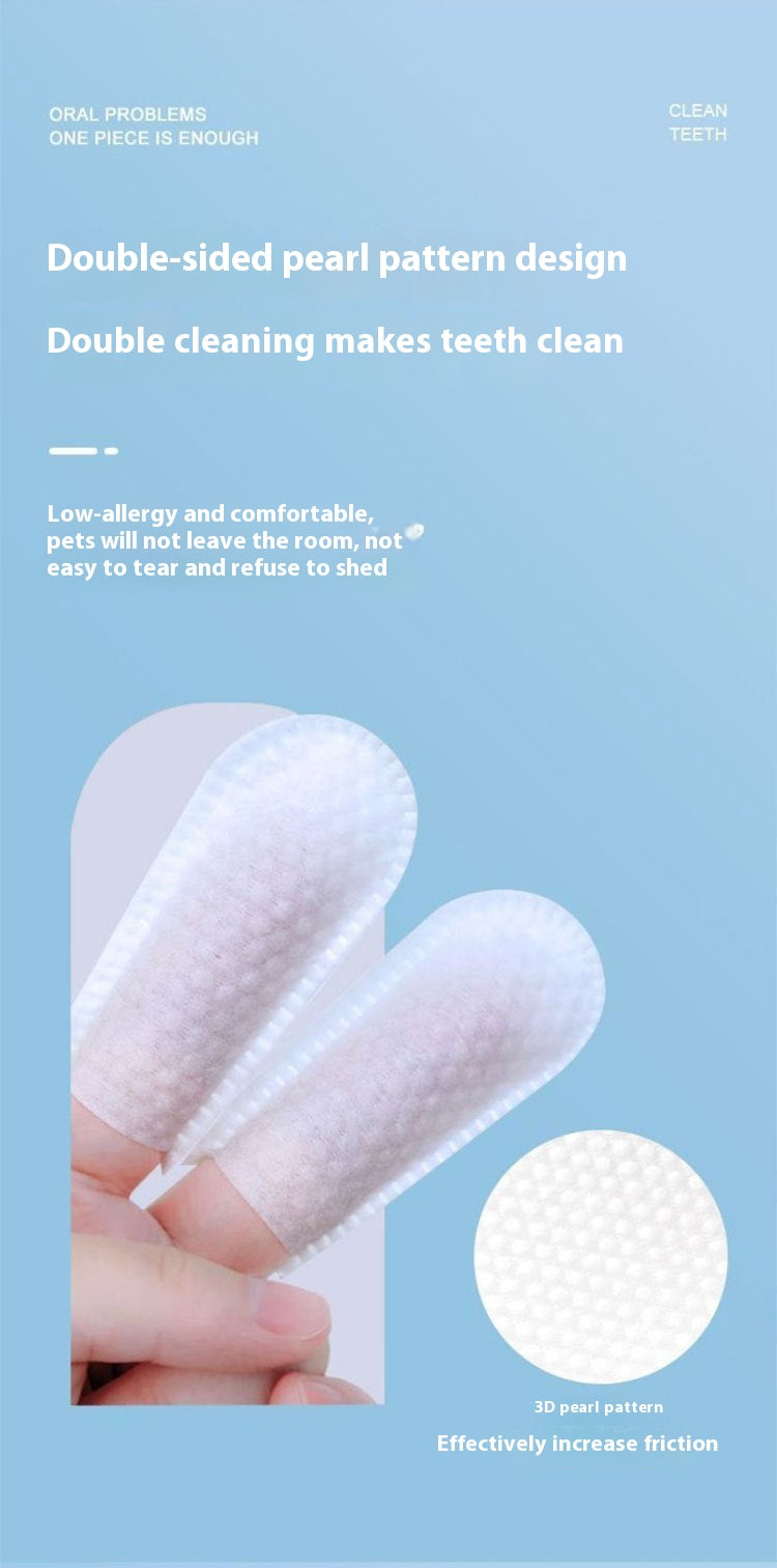 HKM-1275069 Pet Teeth Cleaning Finger Stall Wipes - 50 Non-Woven Cleaning Pads for Fresh Breath and Dental Care