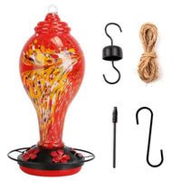 HKM-127507 Glass Hummingbird Feeder with Five Flower Ports for Outdoor Enjoyment