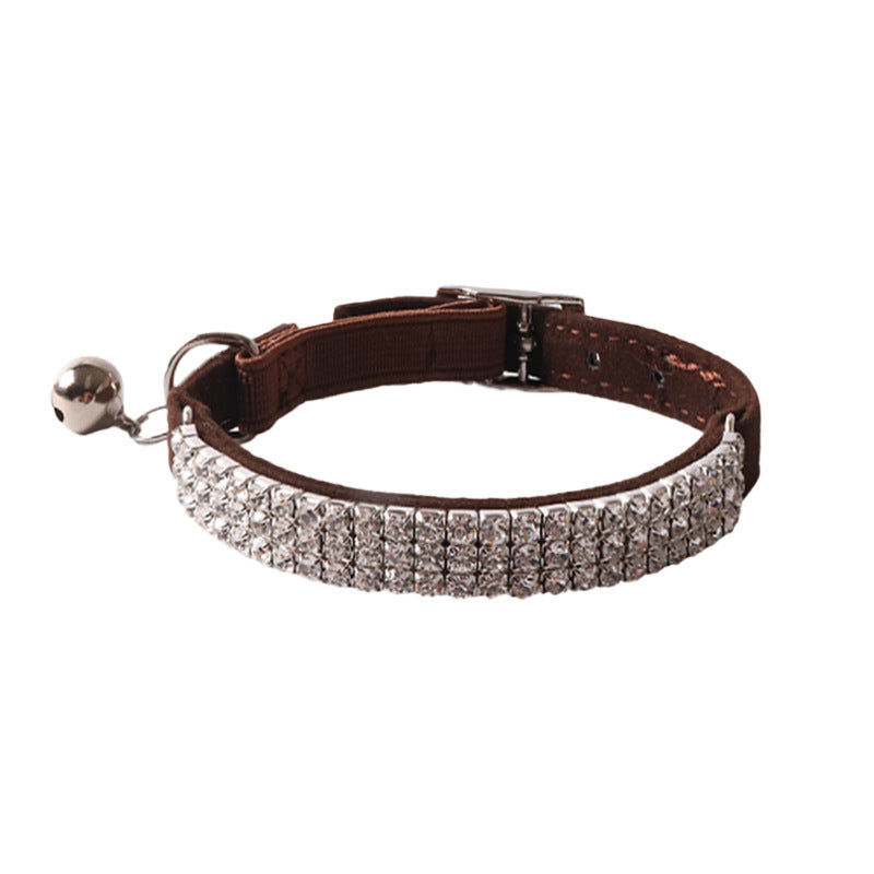 HKM-1275197 Pet Color Flannel Elastic Buckle Cat Collar - Pink, Black, Red, Blue, Purple, Dark Brown
