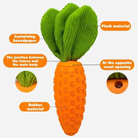 HKM-1275837 Durable Rubber and Plush Carrot Dog Chew Toy for Tooth Health and Playtime Fun