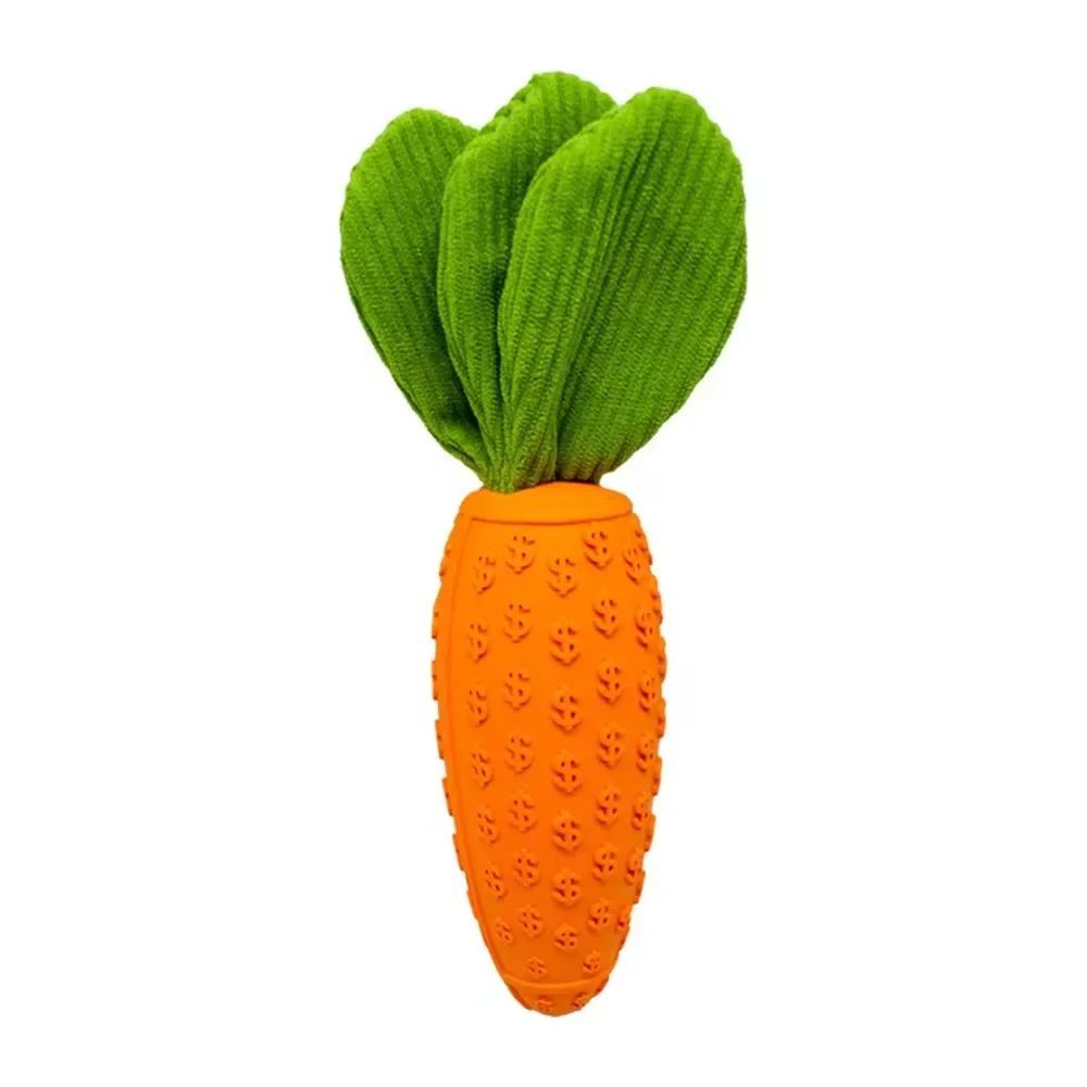 HKM-1275837 Durable Rubber and Plush Carrot Dog Chew Toy for Tooth Health and Playtime Fun