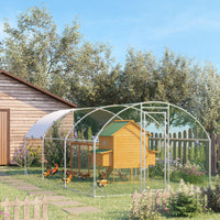 HKM-1276861 Spacious Metal Chicken Coop with Waterproof UV Cover, Dome-Shaped Walk-in Cage for Outdoor Use