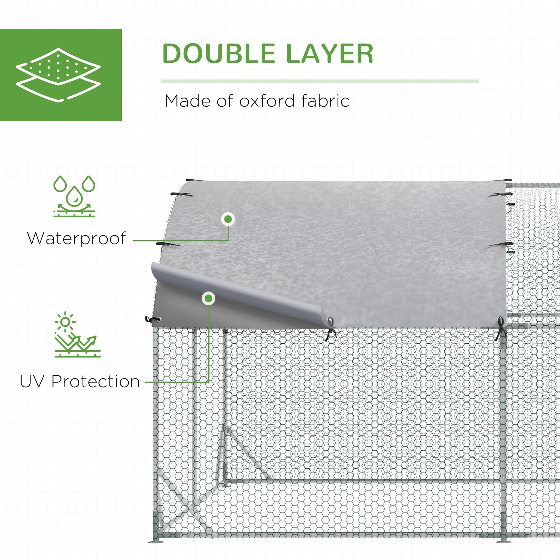 HKM-1276861 Spacious Metal Chicken Coop with Waterproof UV Cover, Dome-Shaped Walk-in Cage for Outdoor Use