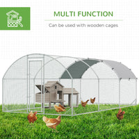 HKM-1276861 Spacious Metal Chicken Coop with Waterproof UV Cover, Dome-Shaped Walk-in Cage for Outdoor Use