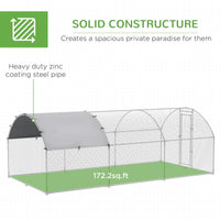 HKM-1276861 Spacious Metal Chicken Coop with Waterproof UV Cover, Dome-Shaped Walk-in Cage for Outdoor Use