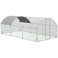 HKM-1276861 Spacious Metal Chicken Coop with Waterproof UV Cover, Dome-Shaped Walk-in Cage for Outdoor Use