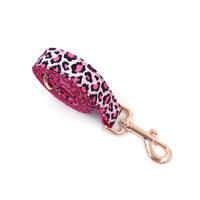 HKM-1276989 Leopard Print Rose Gold Pet Collar with Matching Leash and Bow