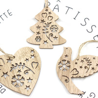 HKM-127699 Creative Hollow Bird Love Pendant - Handmade Birch Wooden Ornaments for Home Décor