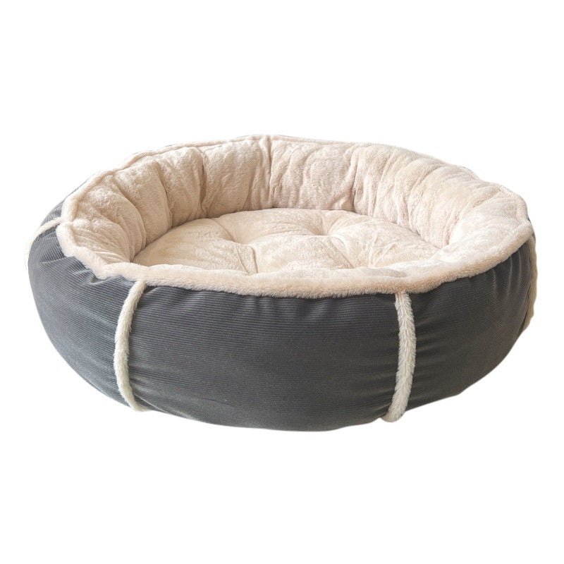 HKM-1277245 Universal Pet Bed for Small and Medium Dogs in Gray and Gray Blue, Round Nest Design