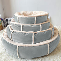 HKM-1277245 Universal Pet Bed for Small and Medium Dogs in Gray and Gray Blue, Round Nest Design
