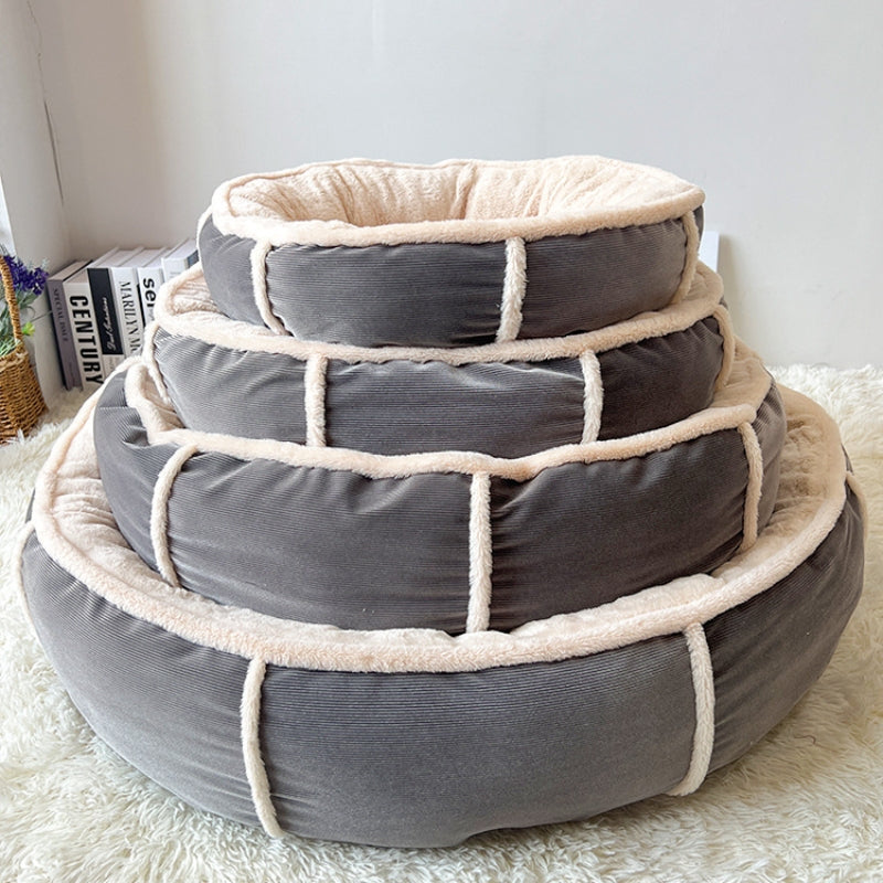 HKM-1277245 Universal Pet Bed for Small and Medium Dogs in Gray and Gray Blue, Round Nest Design