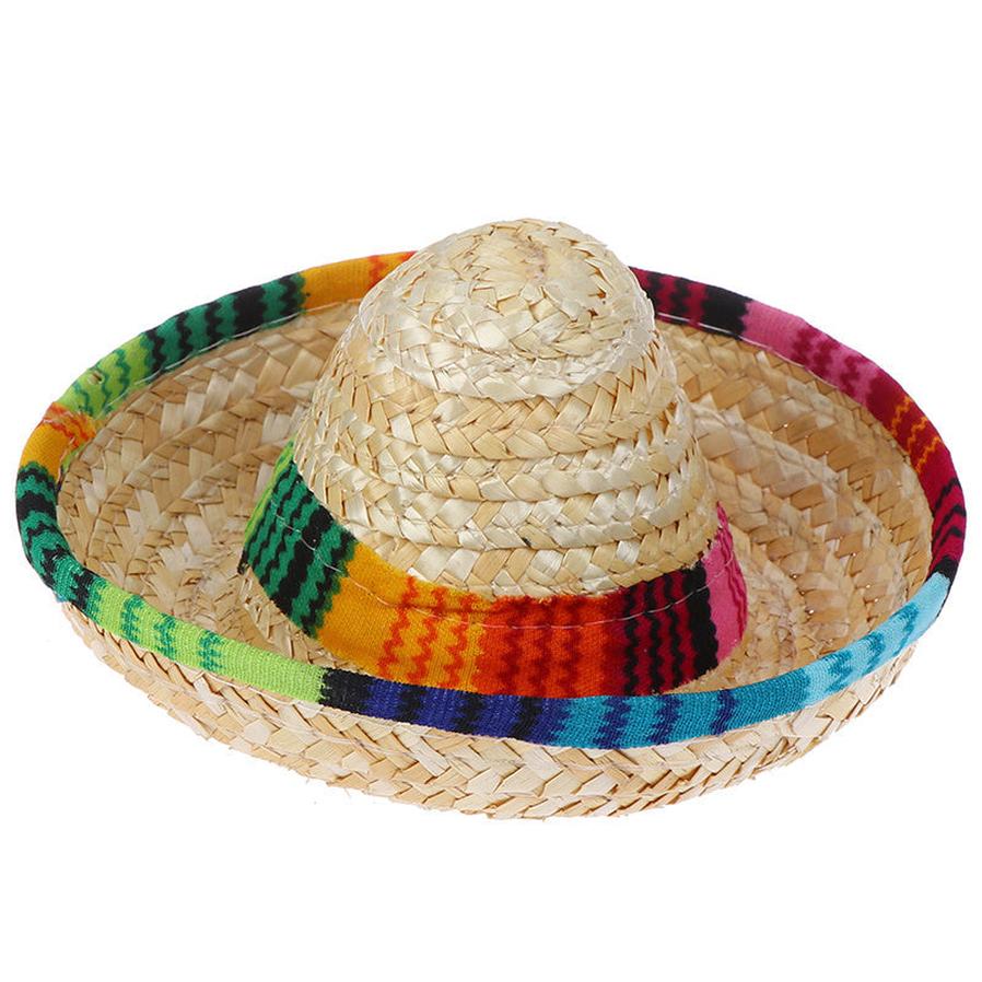 HKM-127763 Festive Adjustable Khaki Straw Wide Brim Hat for Pets