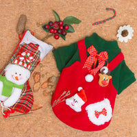 HKM-1278269 Christmas Plus Velvet Sweater for Small and Medium Dogs - Red and Green Options Available