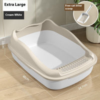 HKM-1278653 Oversized Semi-Enclosed Cat Litter Box with Anti-Splash Design in Various Colors