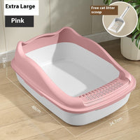 HKM-1278653 Oversized Semi-Enclosed Cat Litter Box with Anti-Splash Design in Various Colors