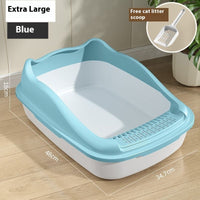 HKM-1278653 Oversized Semi-Enclosed Cat Litter Box with Anti-Splash Design in Various Colors