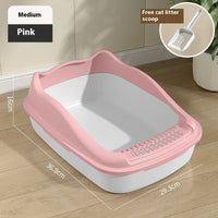 HKM-1278653 Oversized Semi-Enclosed Cat Litter Box with Anti-Splash Design in Various Colors