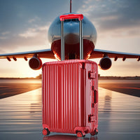 HKM-127955 Red Carry-On Trolley Luggage with USB Charging Port and Cup Holder