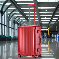 HKM-127955 Red Carry-On Trolley Luggage with USB Charging Port and Cup Holder