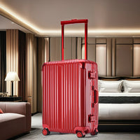 HKM-127955 Red Carry-On Trolley Luggage with USB Charging Port and Cup Holder